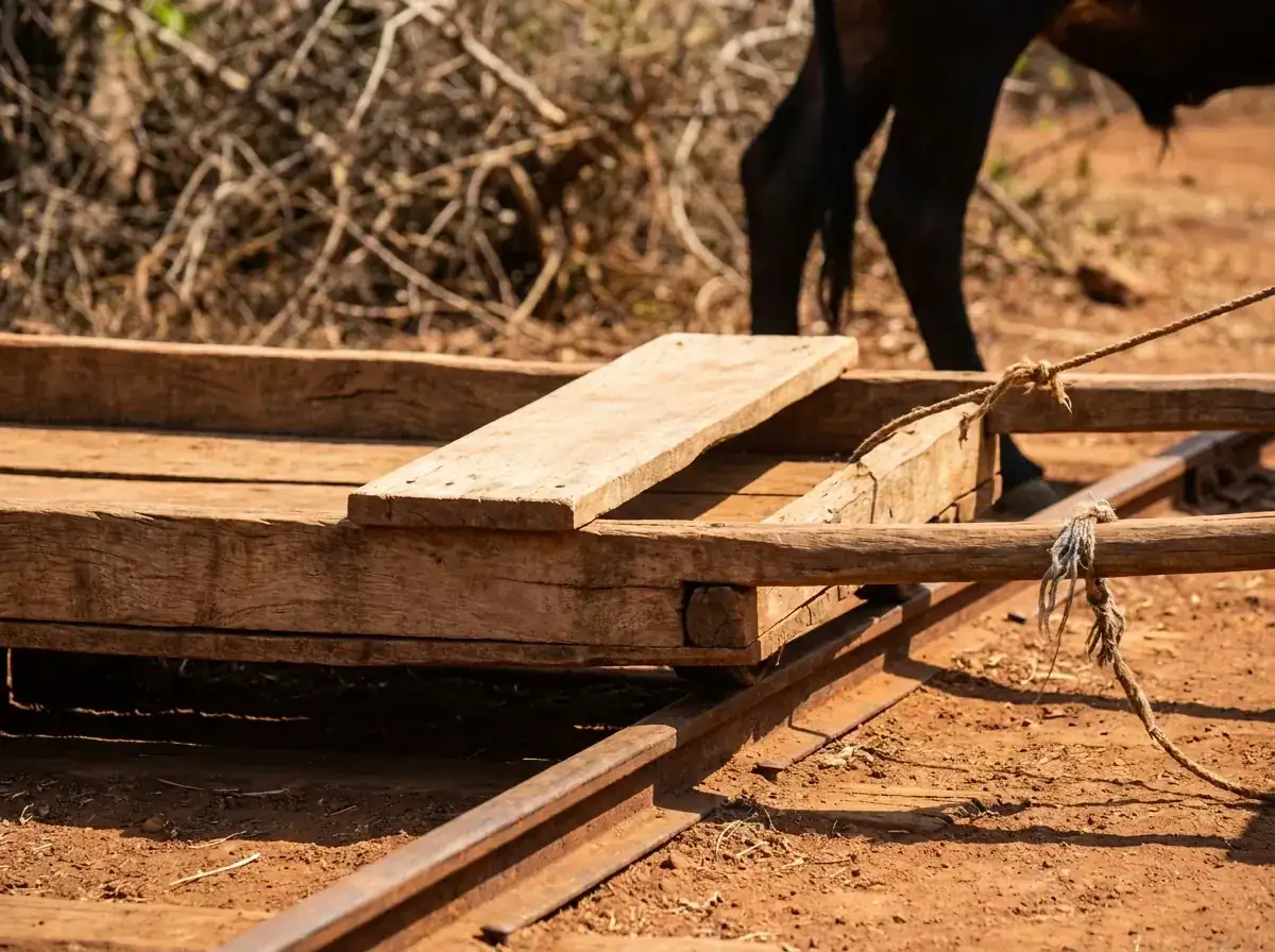 Vía de Cuzamá Carrito de madera sobre rieles angostos tirado por caballo hacia los cenotes de Cuzamá.
