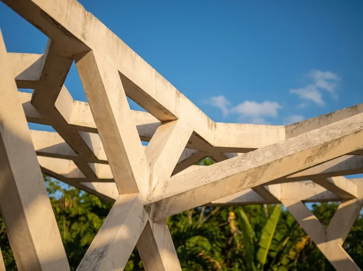 Detalle de la estructura en celosía del Gran Museo del Mundo Maya, inspirada en la copa de una ceiba.